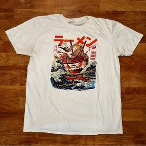 Threadless The Great Ramen Noodles Art Funny White T-Shirt (Men Size L Large)
